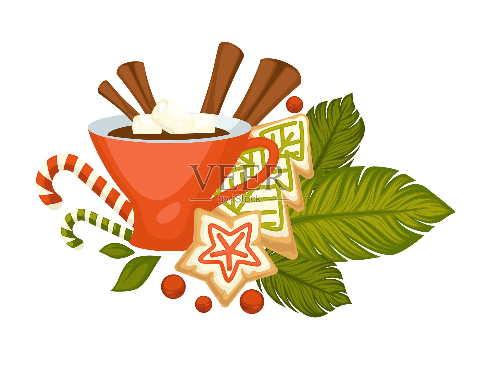 圣诞快乐，肉桂杯热饮设计元素图片