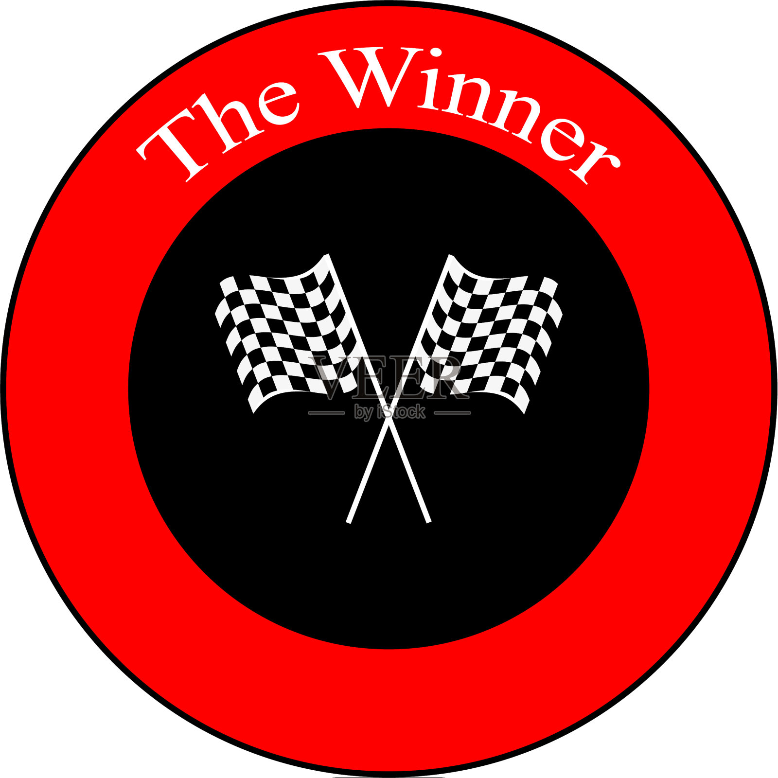 两面旗子在黑色背景的红色圆圈里设计元素图片