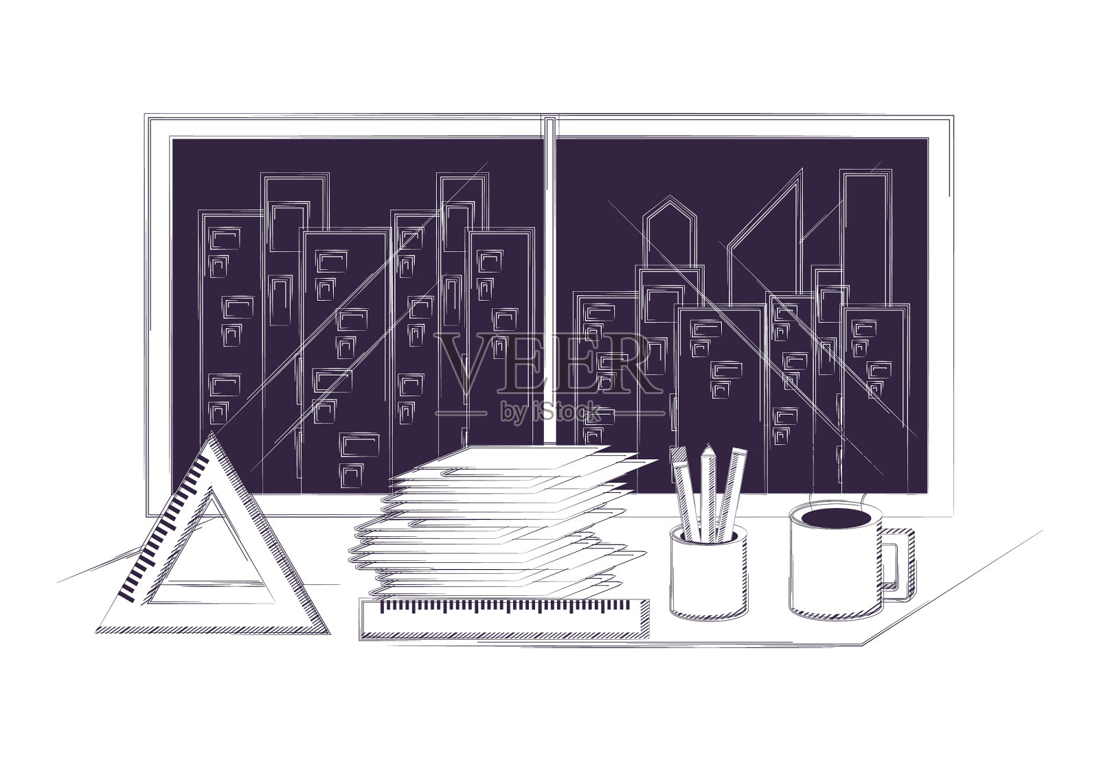 办公桌及办公用品设计设计元素图片