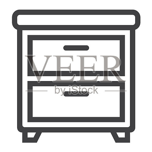 床头柜线条图标家具和室内图标素材