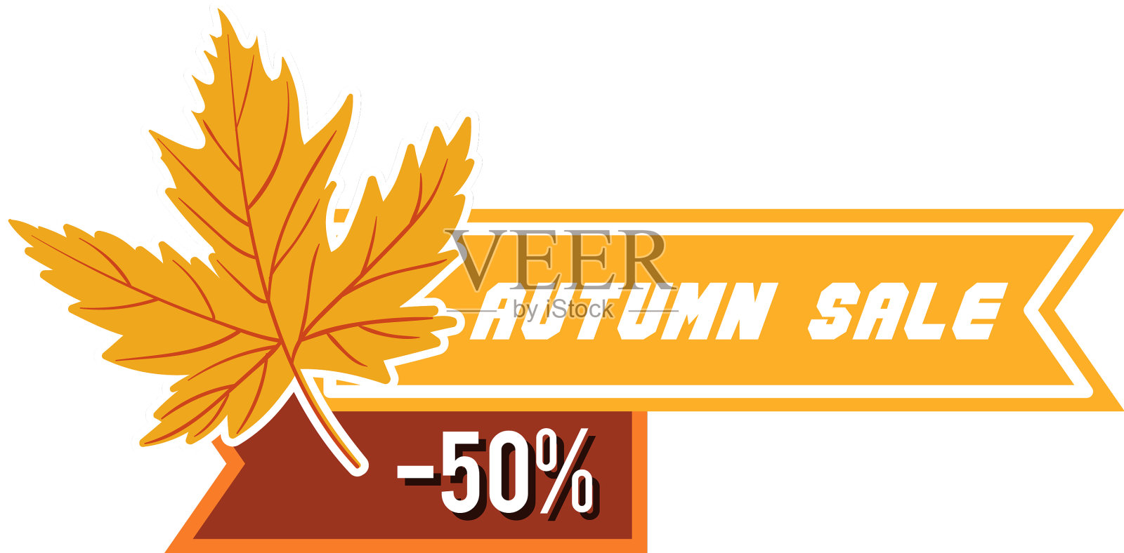 秋季销售50个枫牌缎带形象设计元素图片