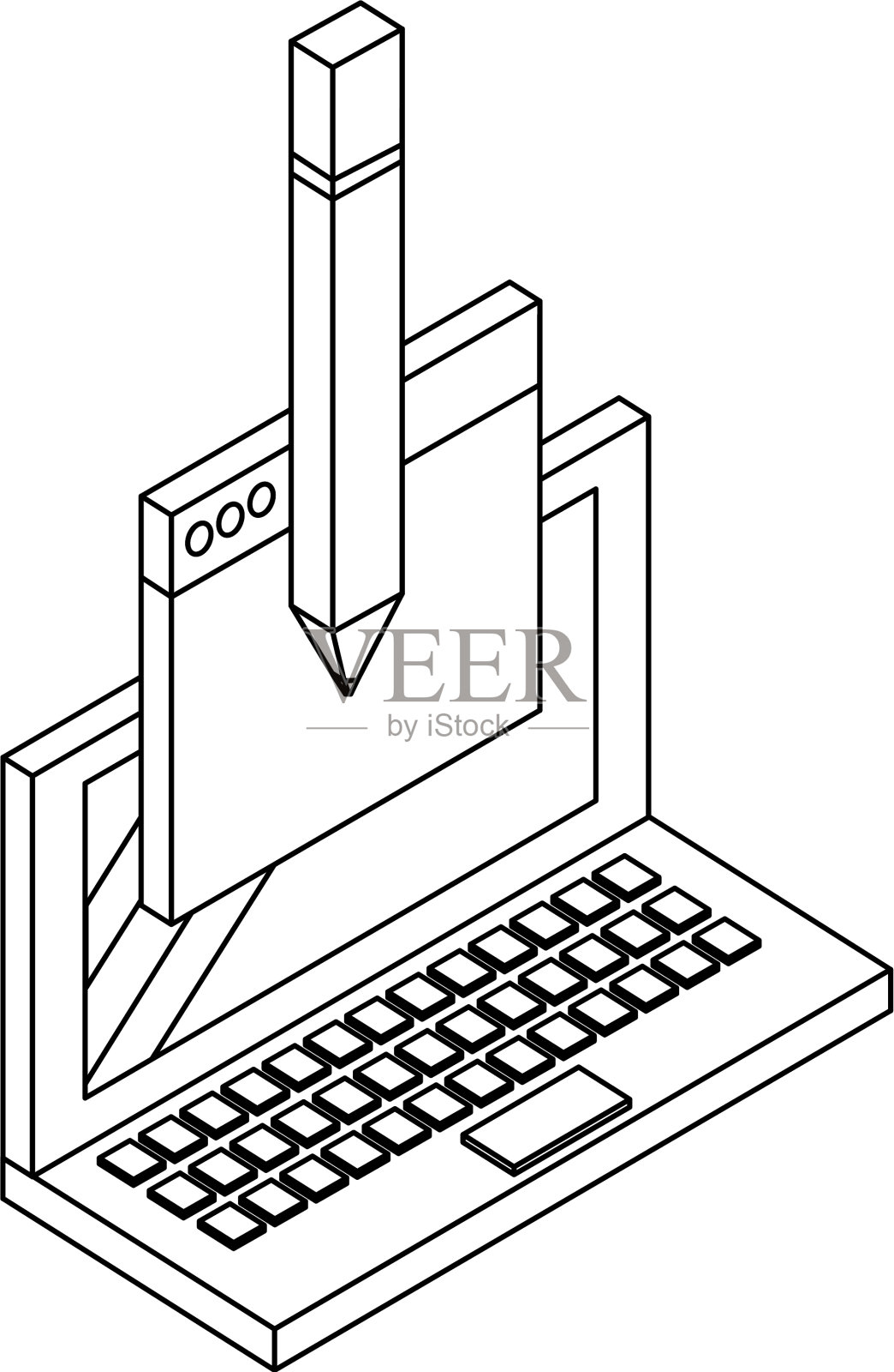 笔记本电脑和科技元素是黑白的设计元素图片