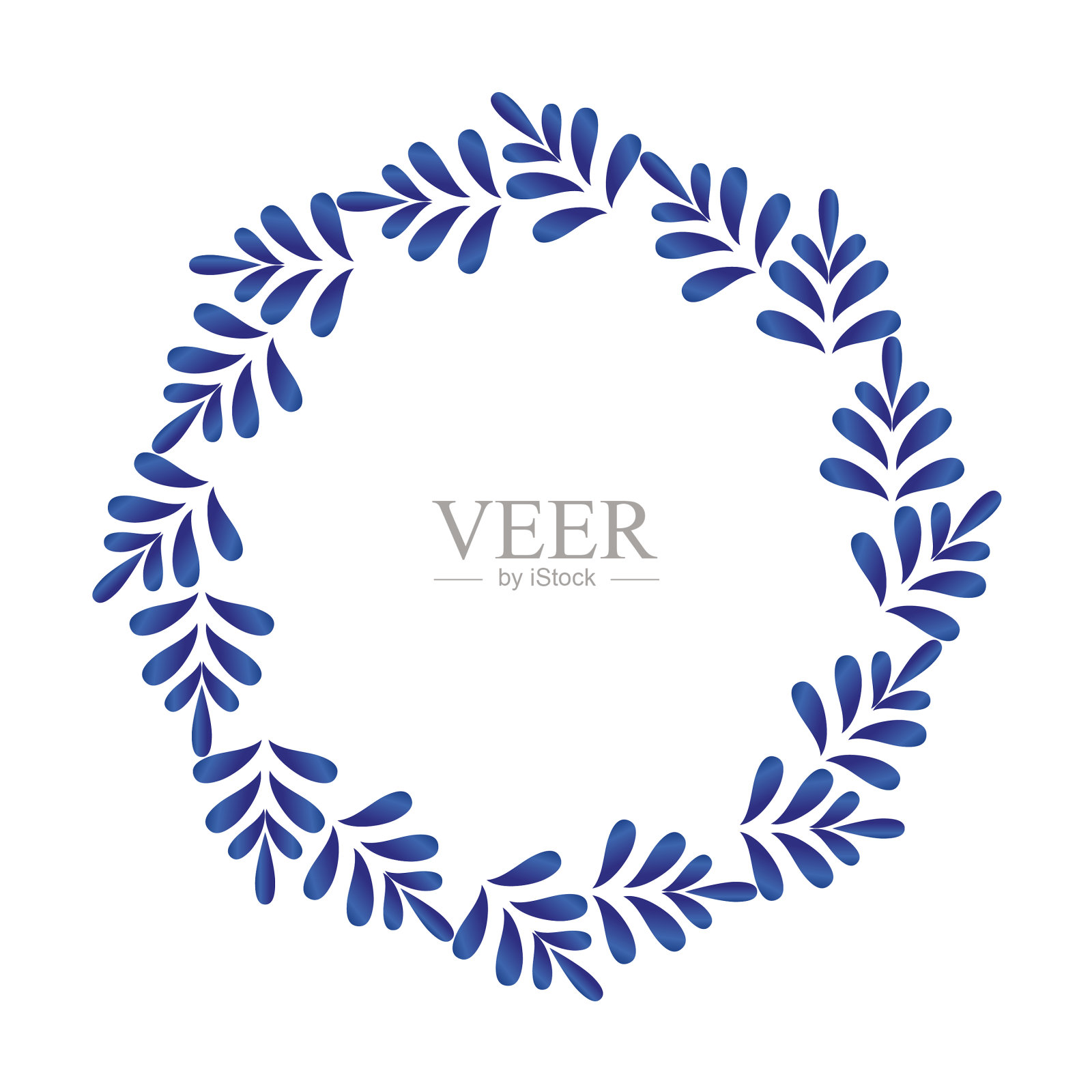 蓝叶装饰圆设计元素图片