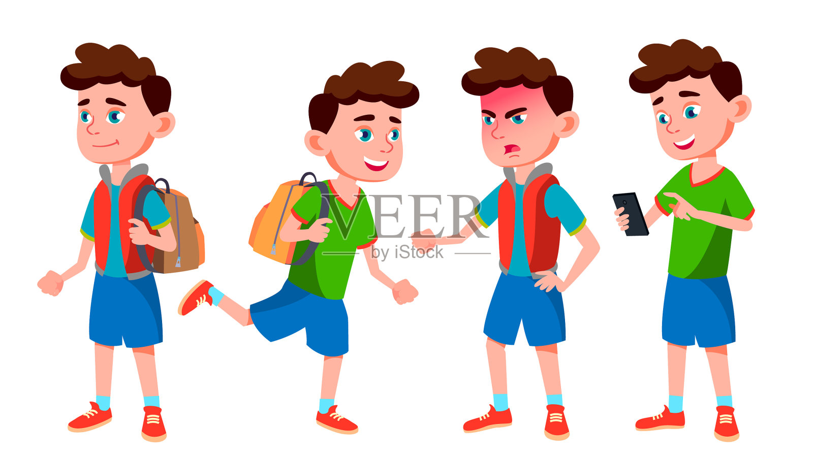 小学男生摆姿势设计元素图片