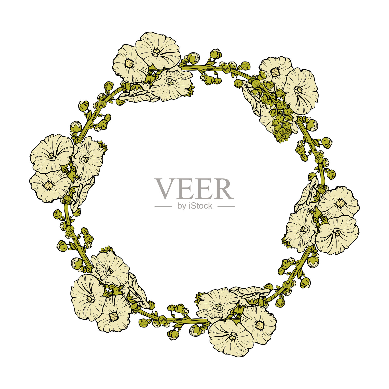 孤立的花圈设计元素图片