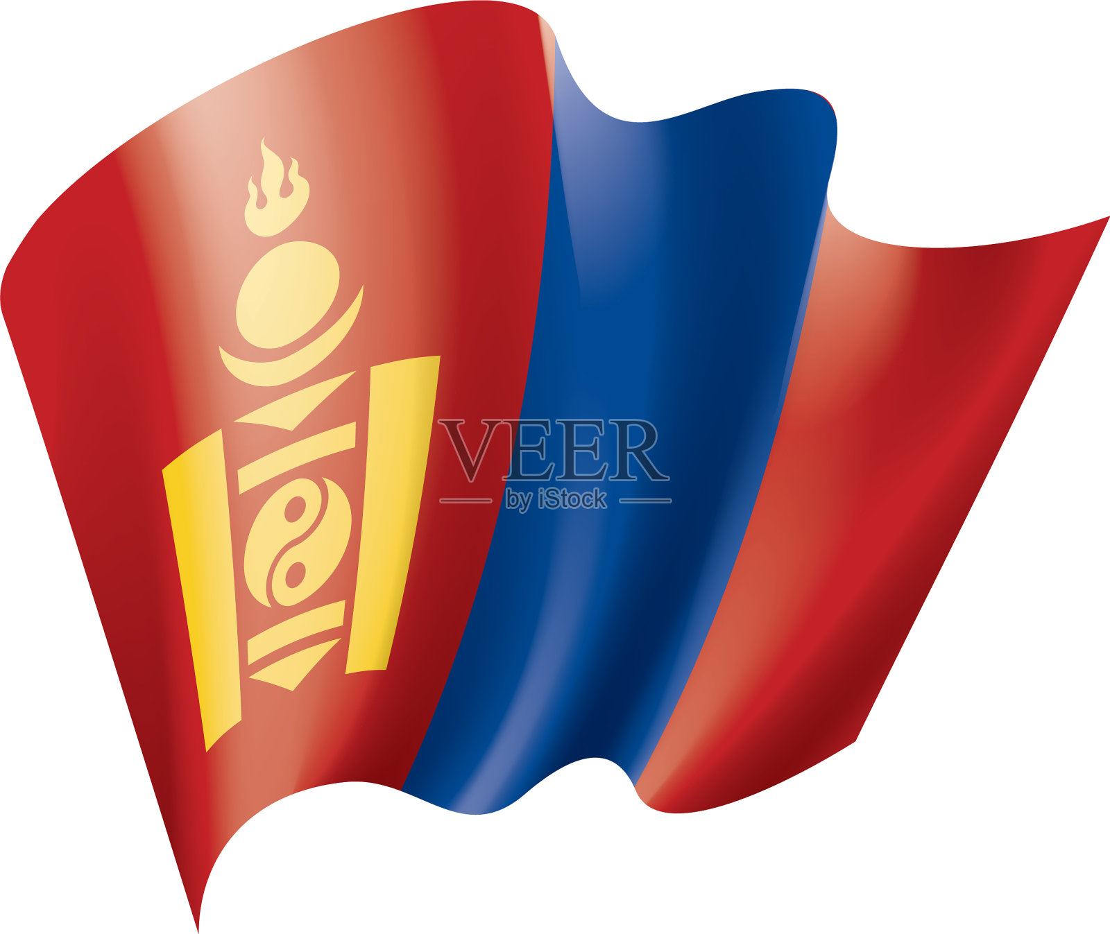 蒙古国旗上有白色设计元素图片