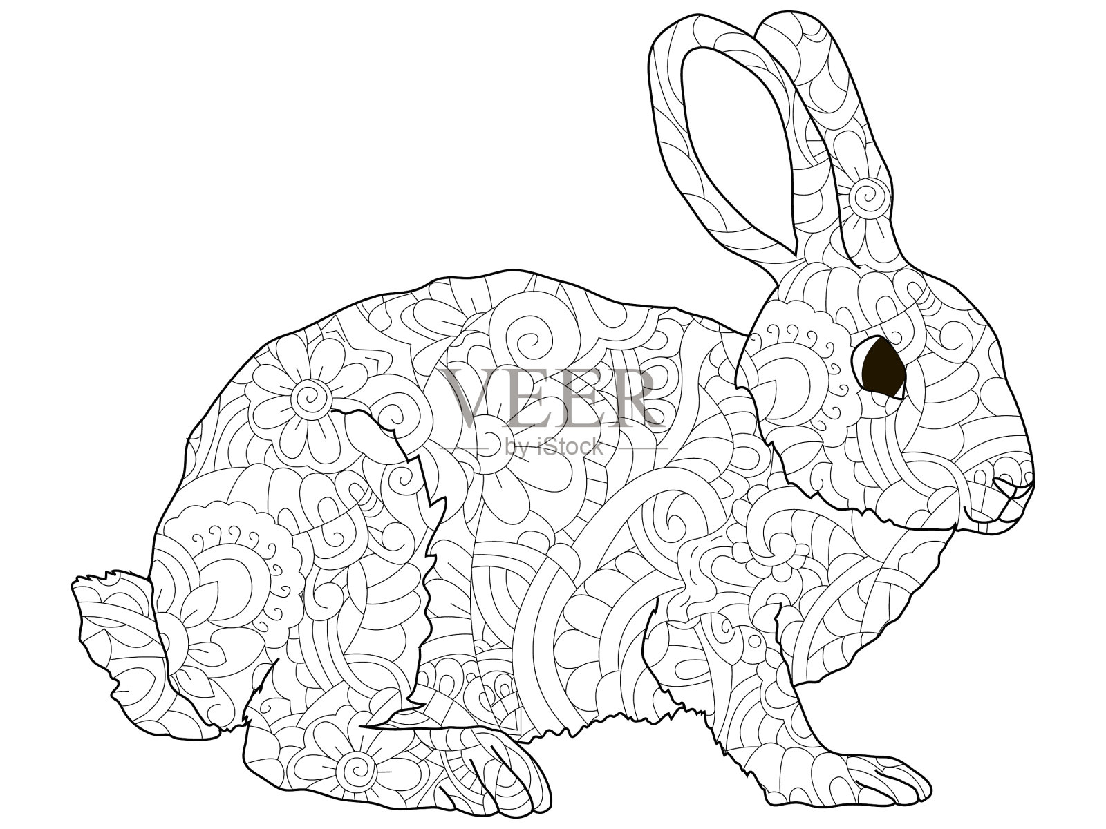 成年抗应激着色兔兔动物设计元素图片
