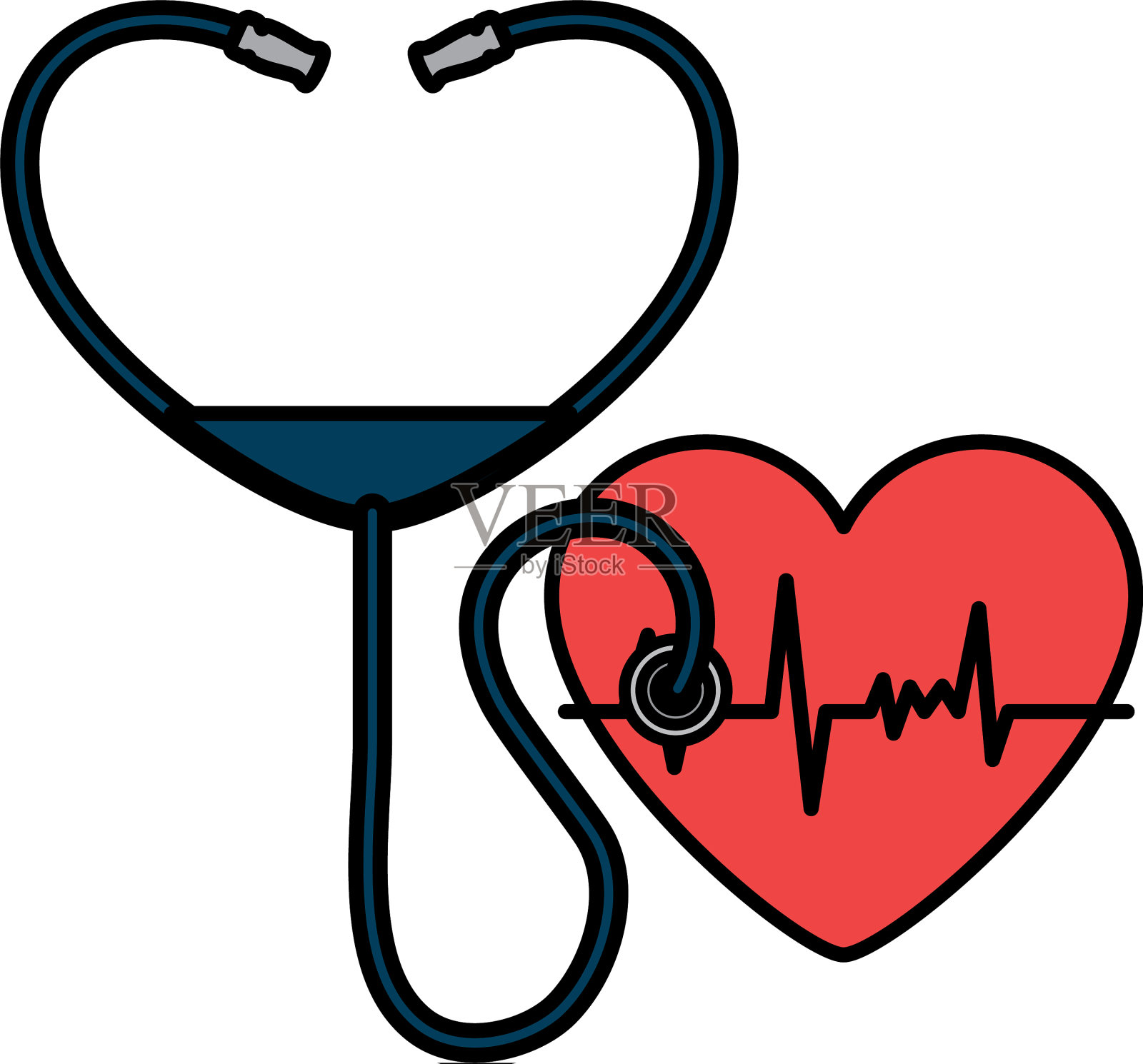 心脏病学与听诊器设计元素图片