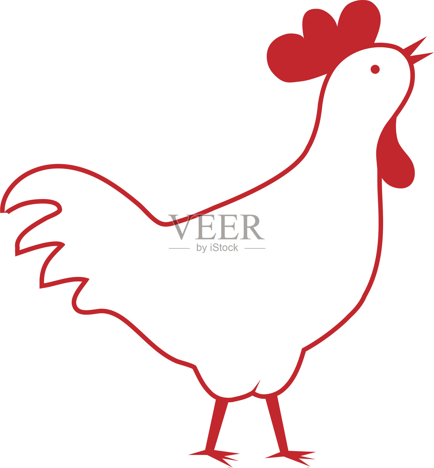 公鸡的轮廓孤立在白色的背景设计元素图片