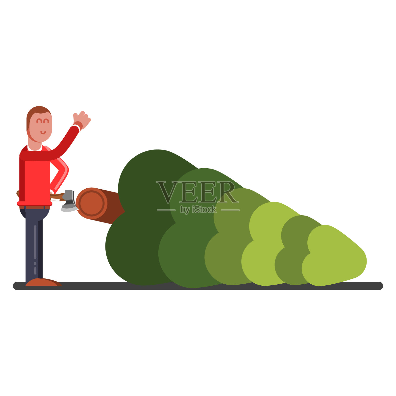 人们砍倒了一棵新年树设计元素图片