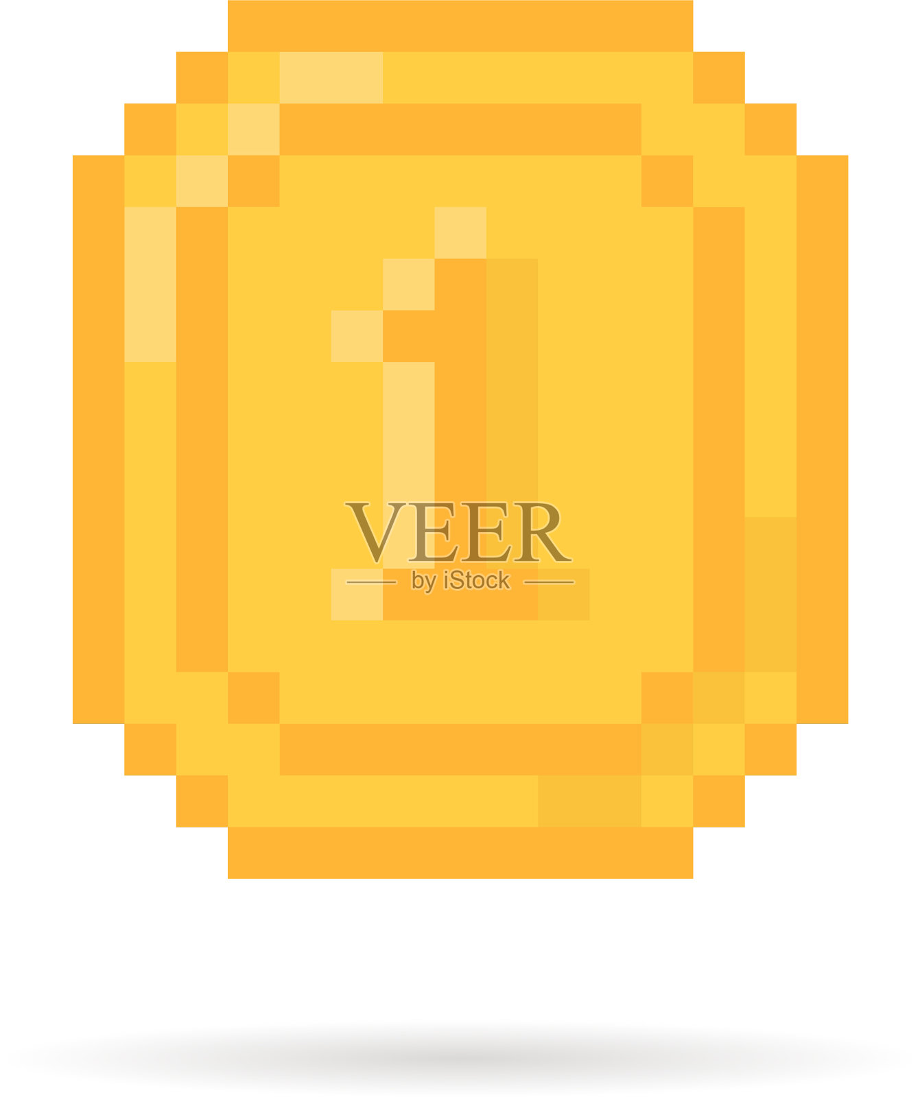 黄金像素艺术硬币电子游戏的钱设计元素图片