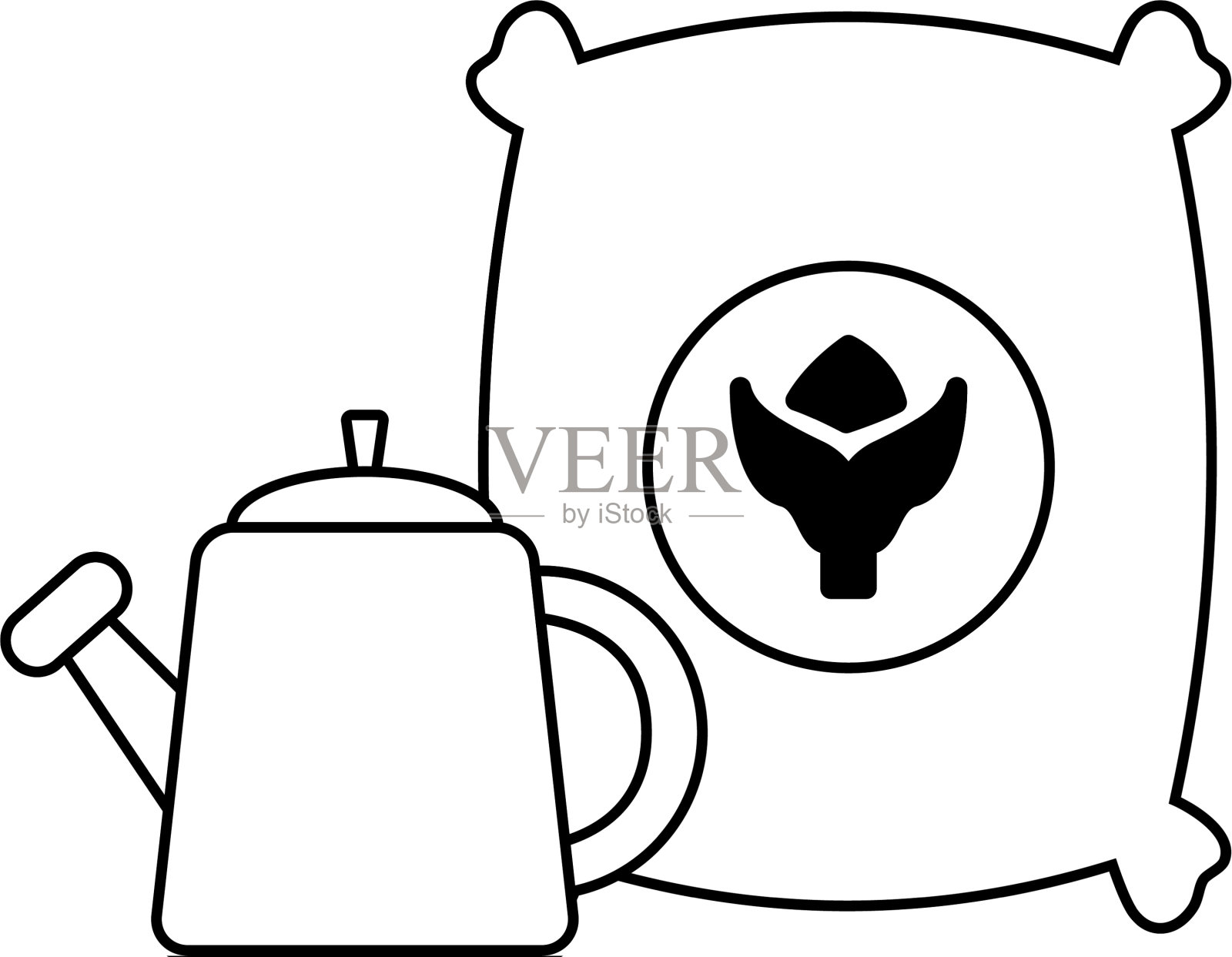 麻袋土和喷壶图标素材