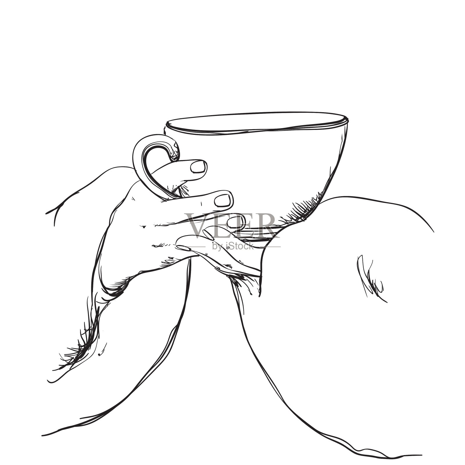 时尚的女孩与一杯茶设计元素图片