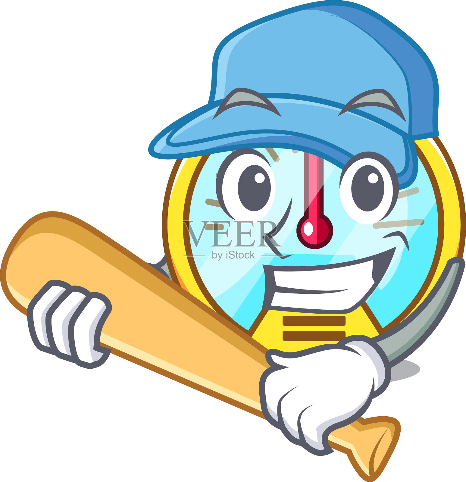 在一幅漫画中打棒球时的速度计设计元素图片