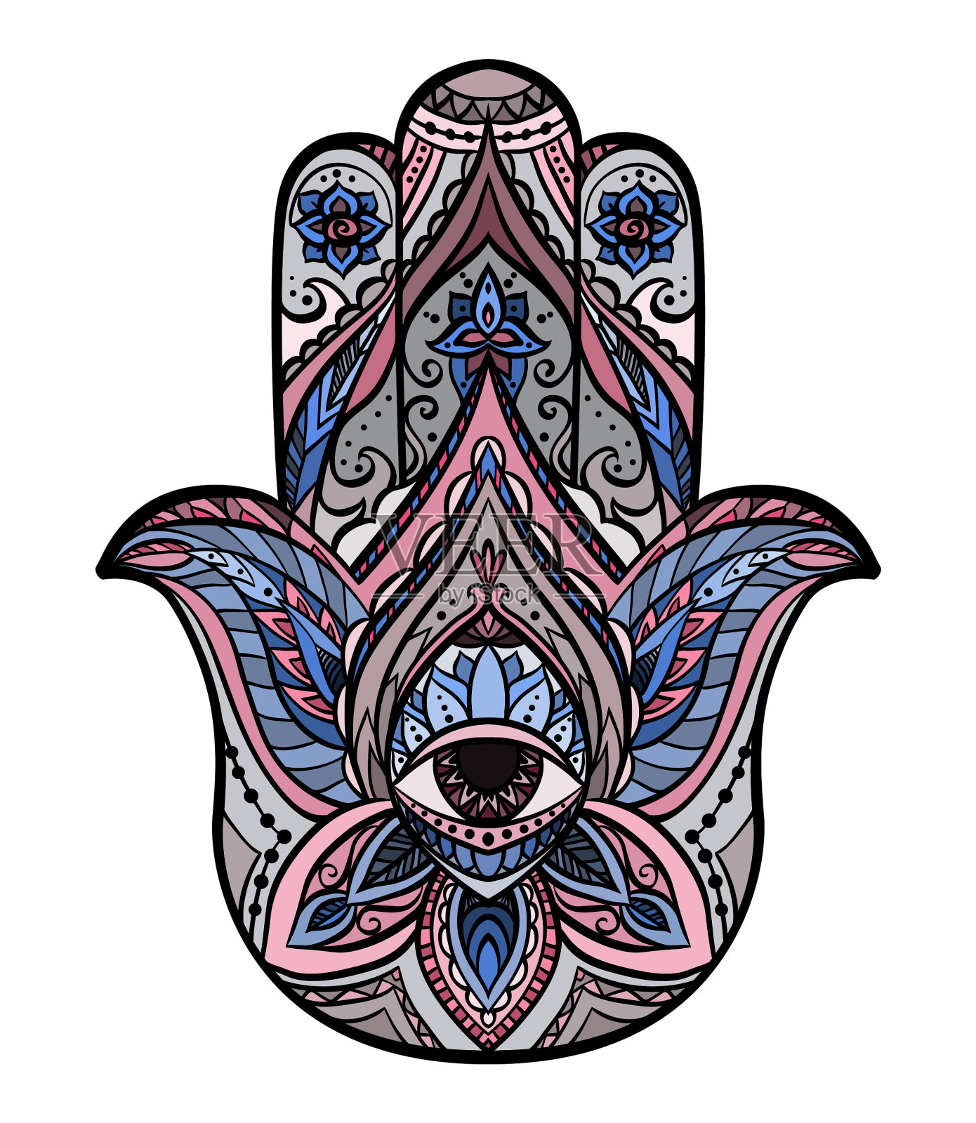 哈姆萨颜色与波西米亚图案设计元素图片