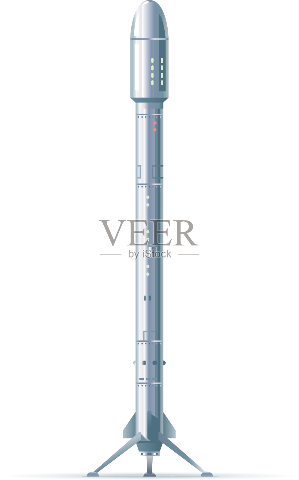银色火箭飞船站在地面上设计元素图片