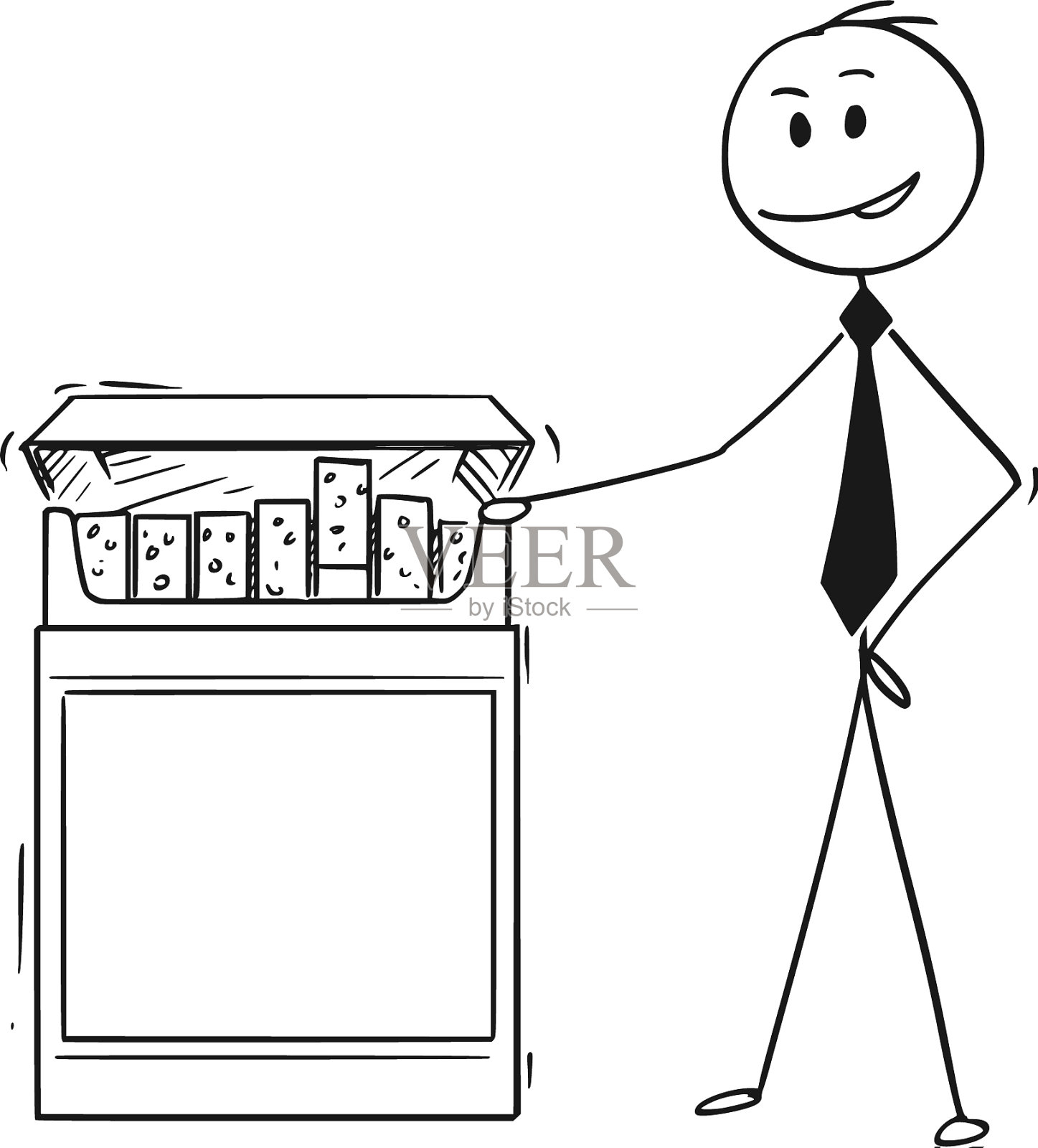 卡通商人拿着大盒子或包的设计元素图片