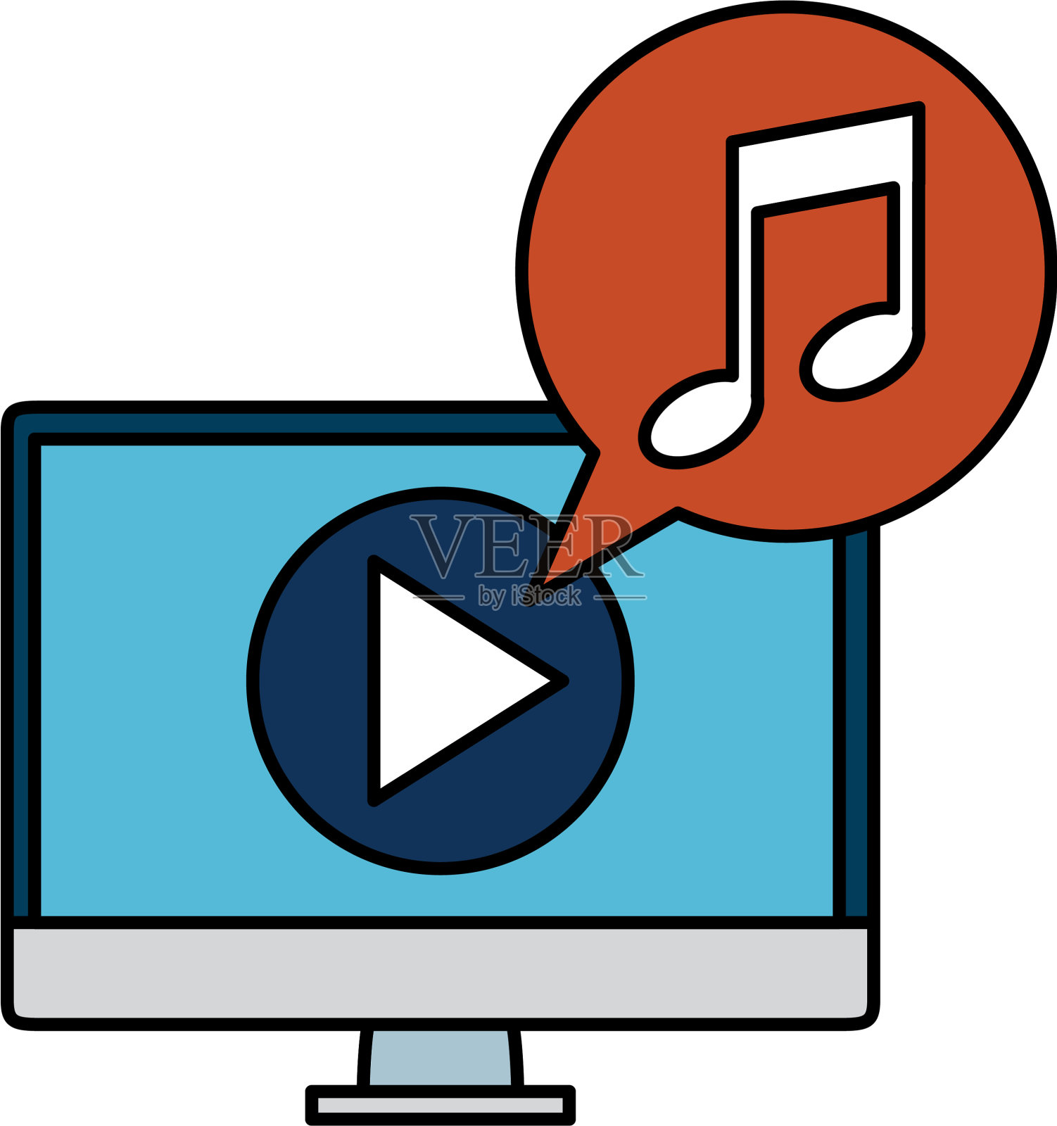 带有媒体播放器和音乐的桌面设计元素图片