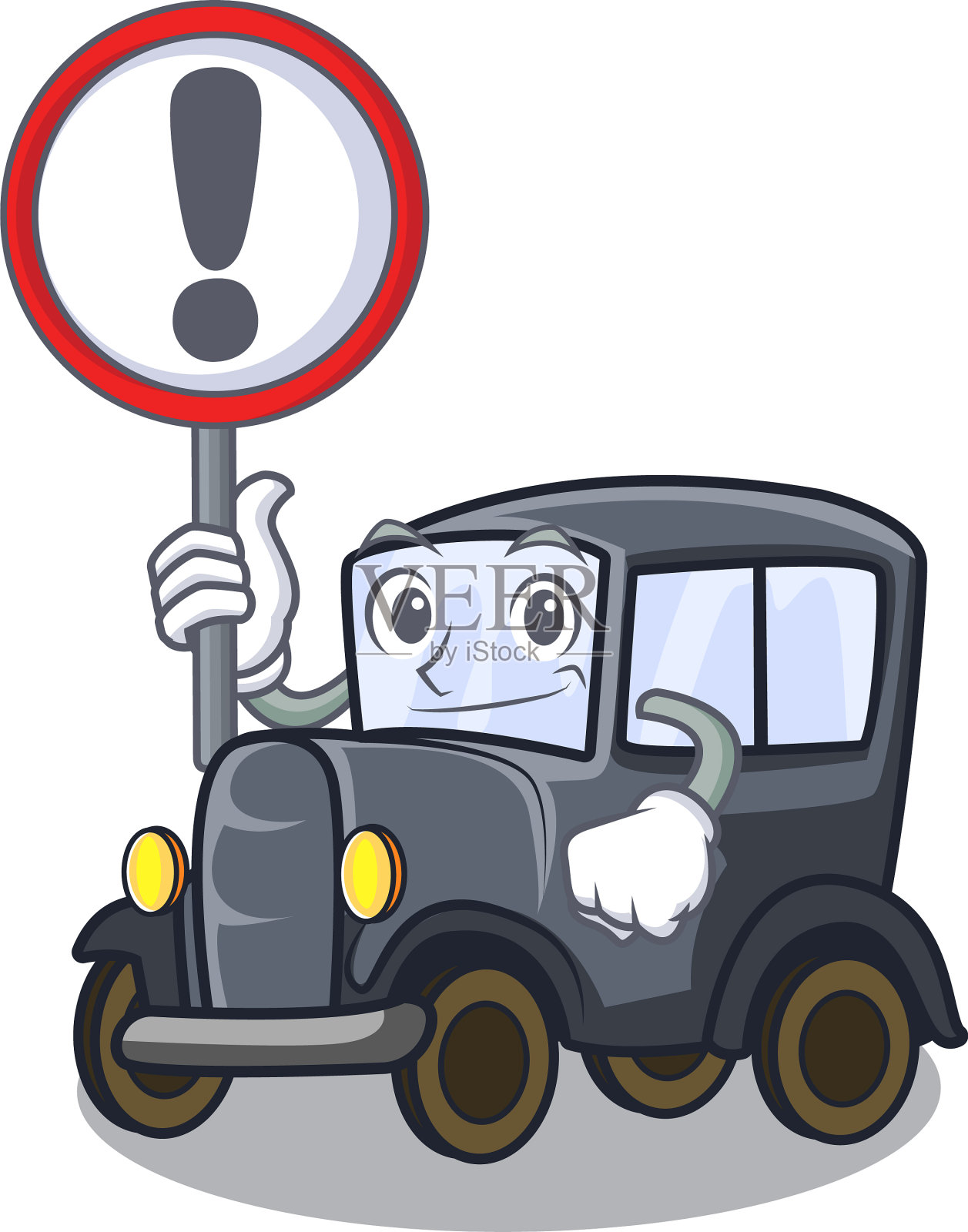 以标志老爷车的外形特征插画图片素材