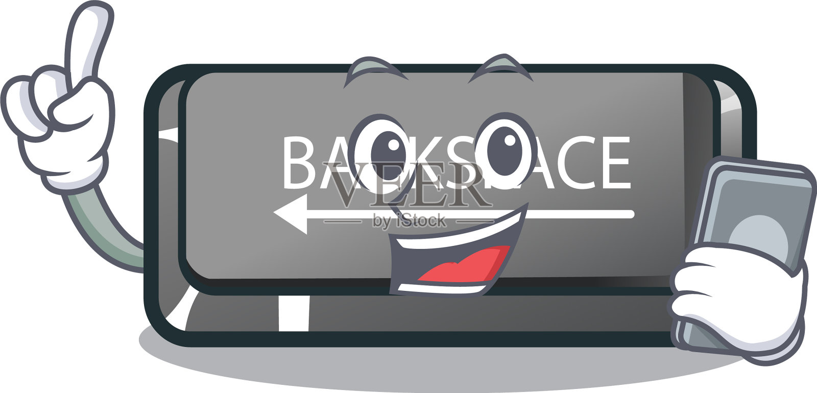 与电话按钮退格隔离吉祥物插画图片素材