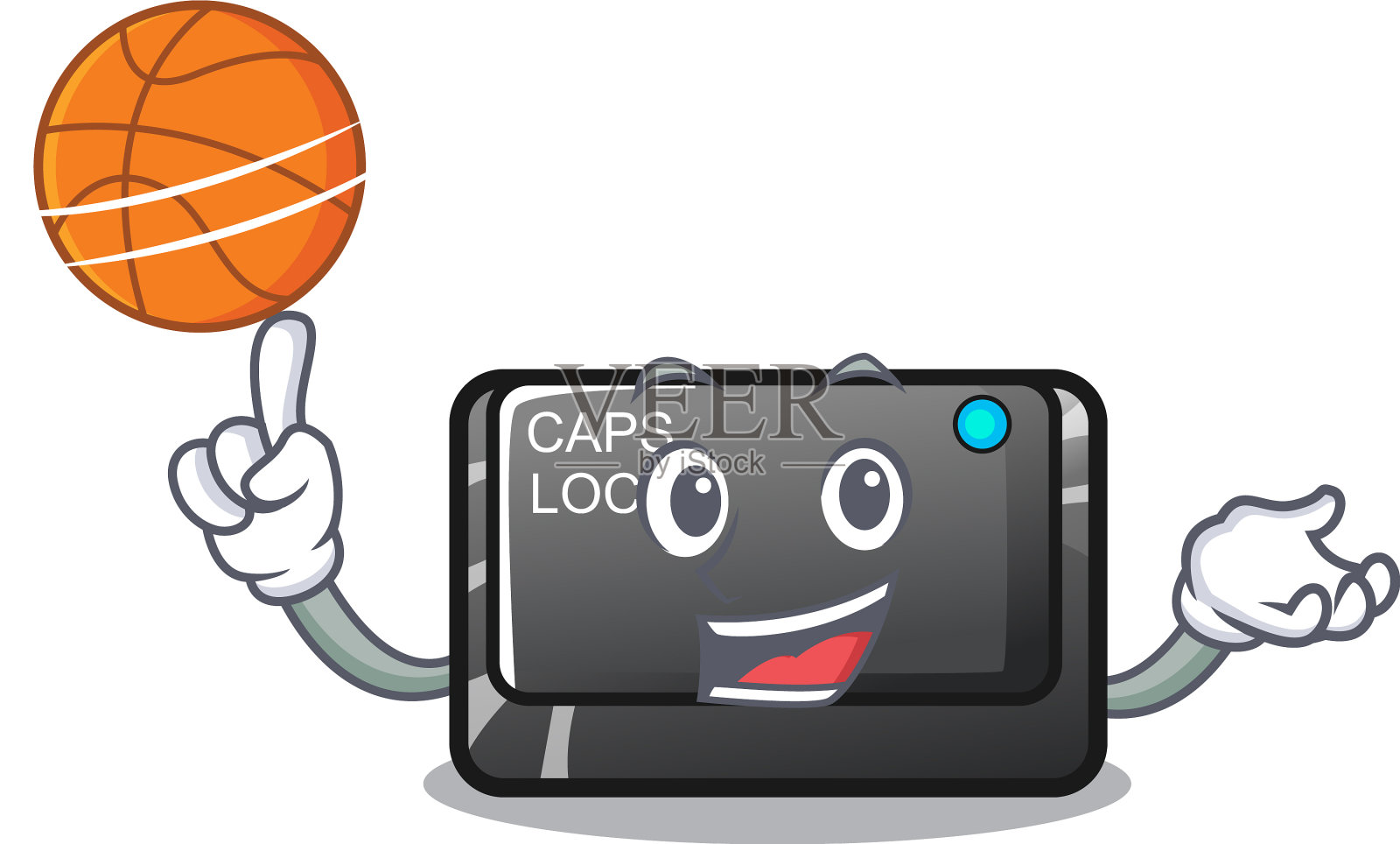 用篮球帽扣在电脑上插画图片素材