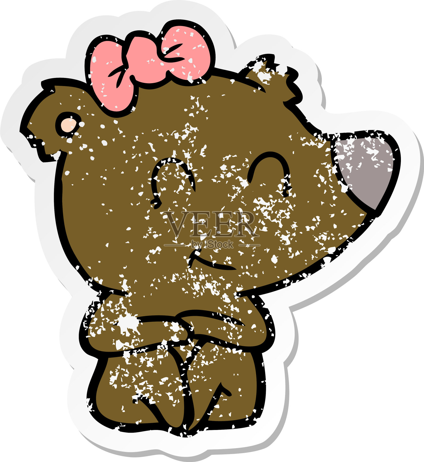 狼狈不堪的卡通母熊贴纸设计元素图片