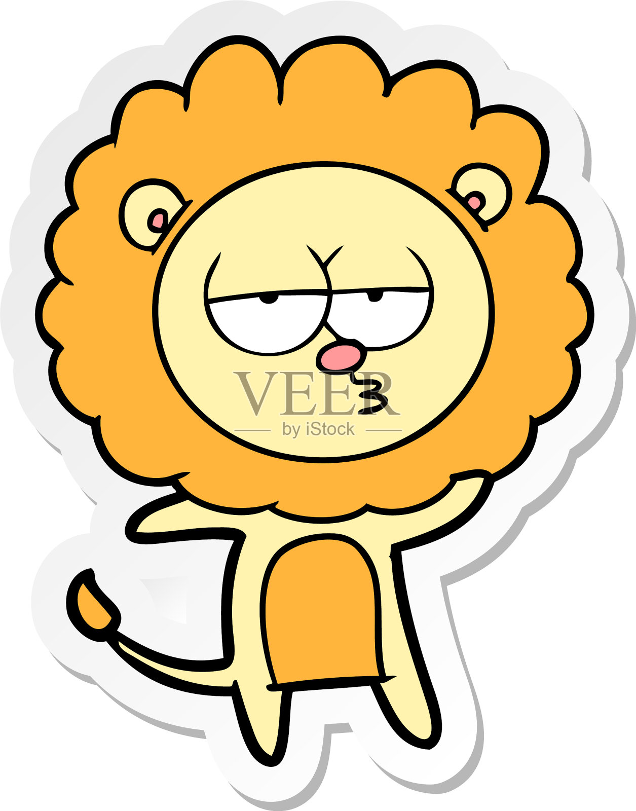 一个卡通无聊的狮子贴纸设计元素图片
