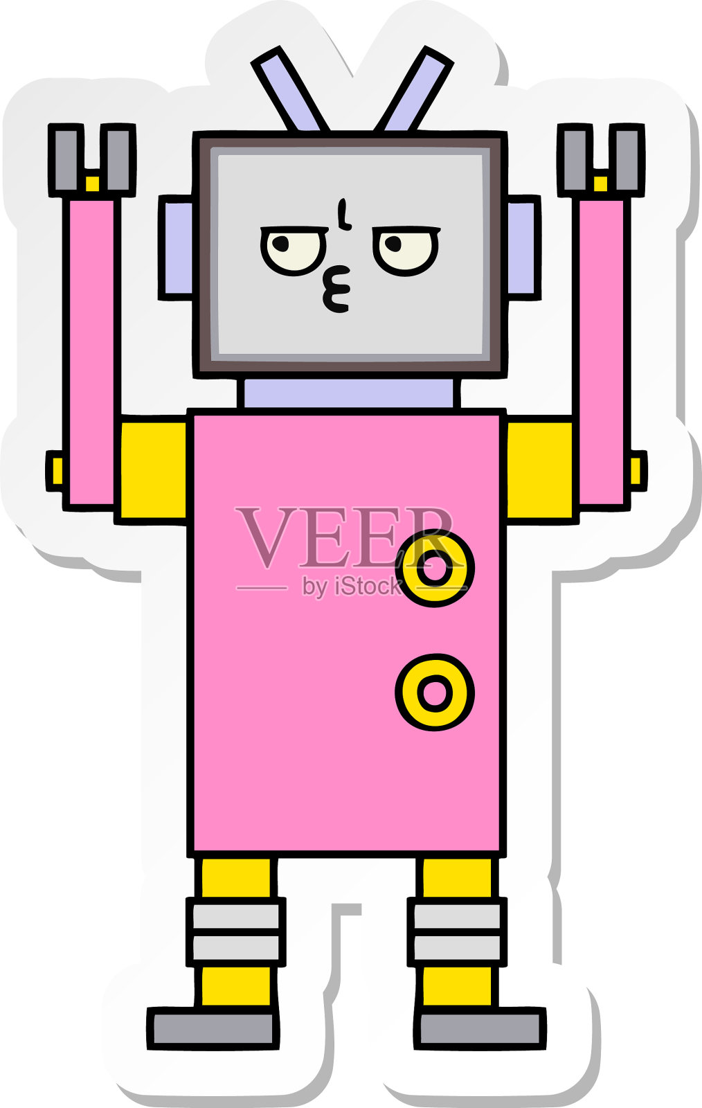 一个可爱的卡通机器人贴纸设计元素图片