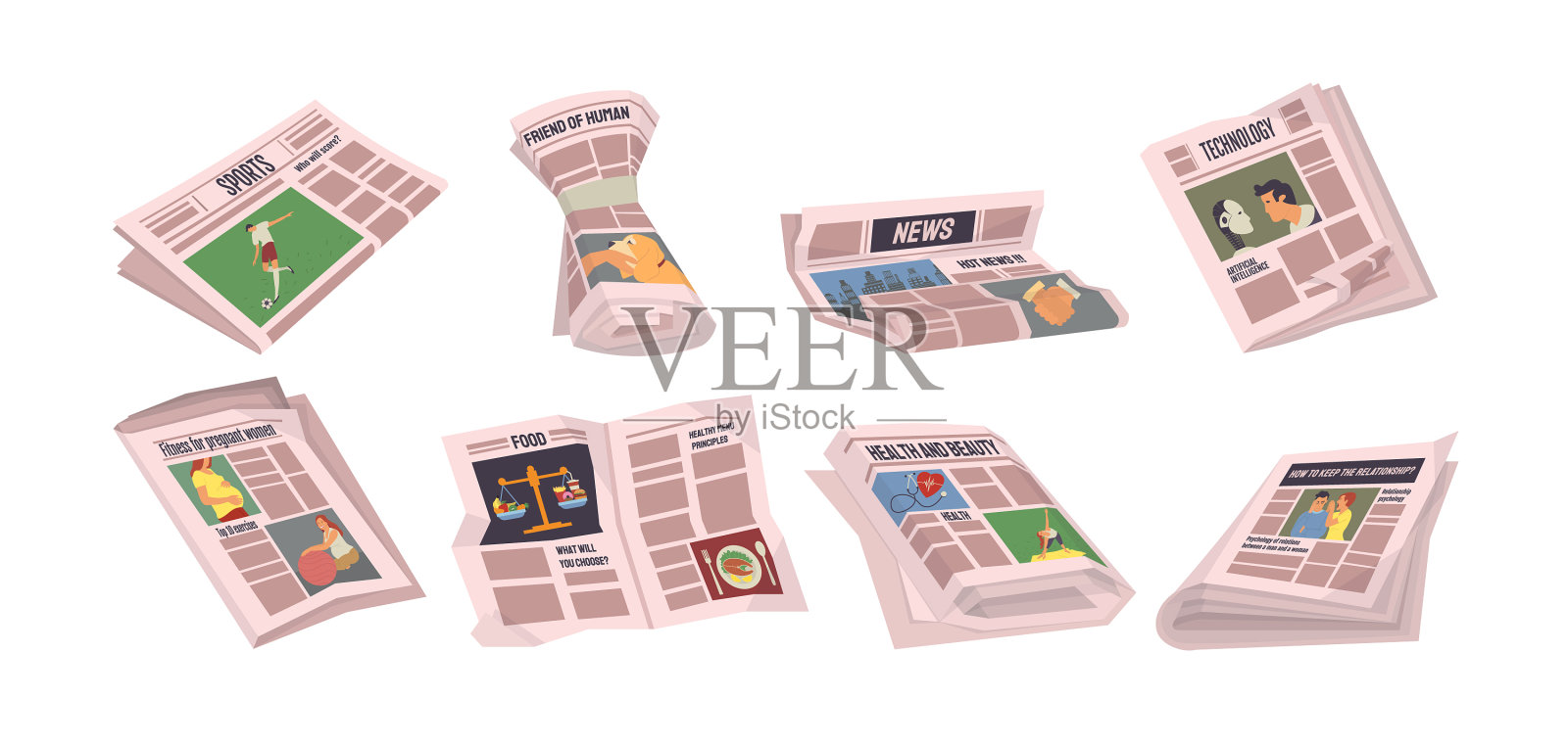 带有栏目和信息文本的报纸图标素材