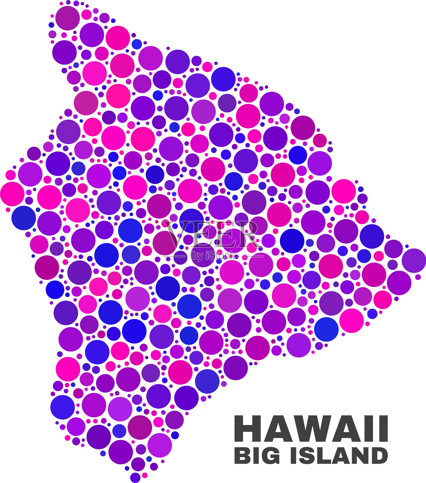 马赛克夏威夷大岛地图的球点插画图片素材