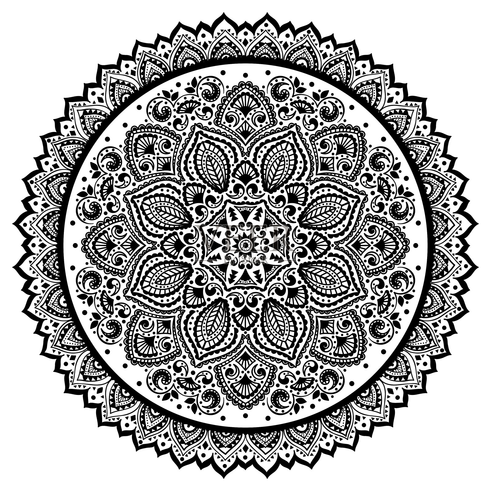 波西米亚印度曼荼罗毛巾印花复古指甲花设计元素图片