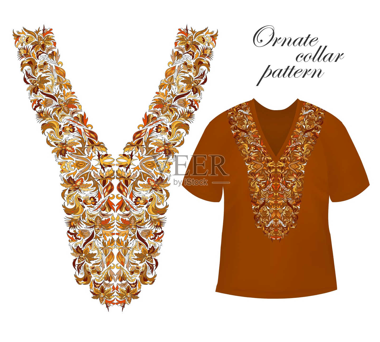 领口刺绣漂亮时尚的衣领设计元素图片