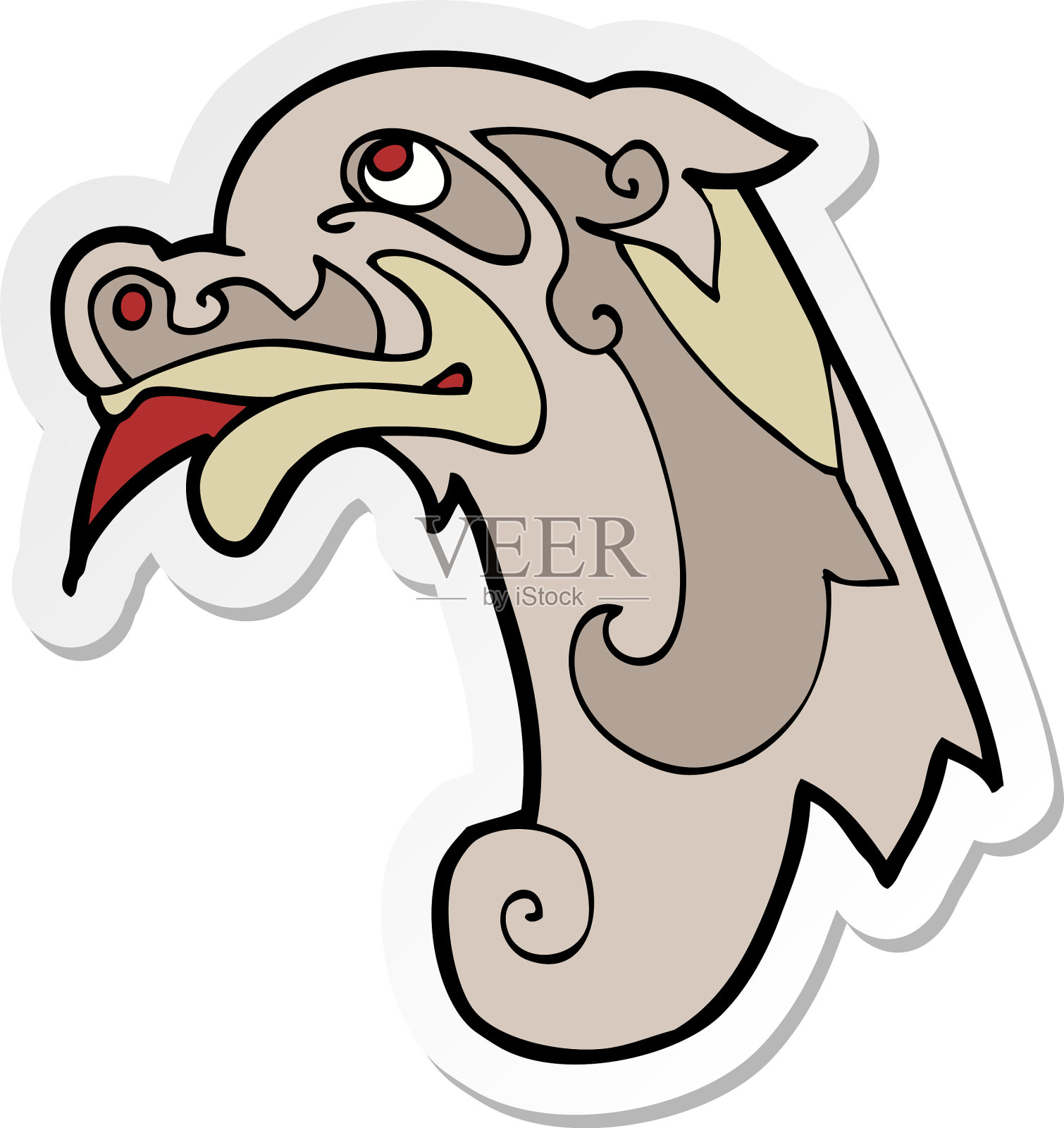 中世纪卡通雕刻贴纸设计元素图片