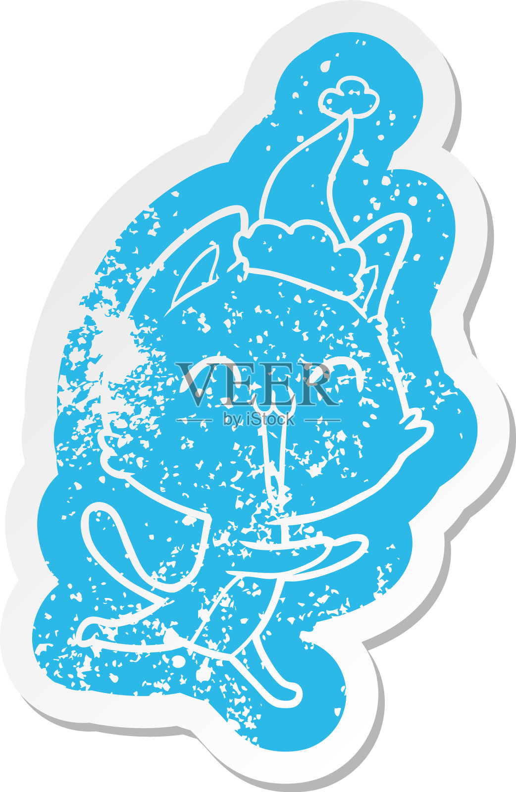 快乐的卡通苦恼的猫喵喵叫贴纸设计元素图片