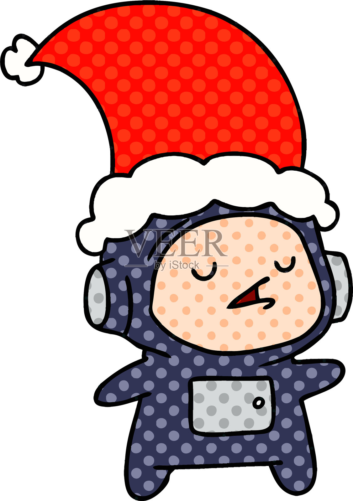 卡哇伊宇航员的圣诞卡通设计元素图片