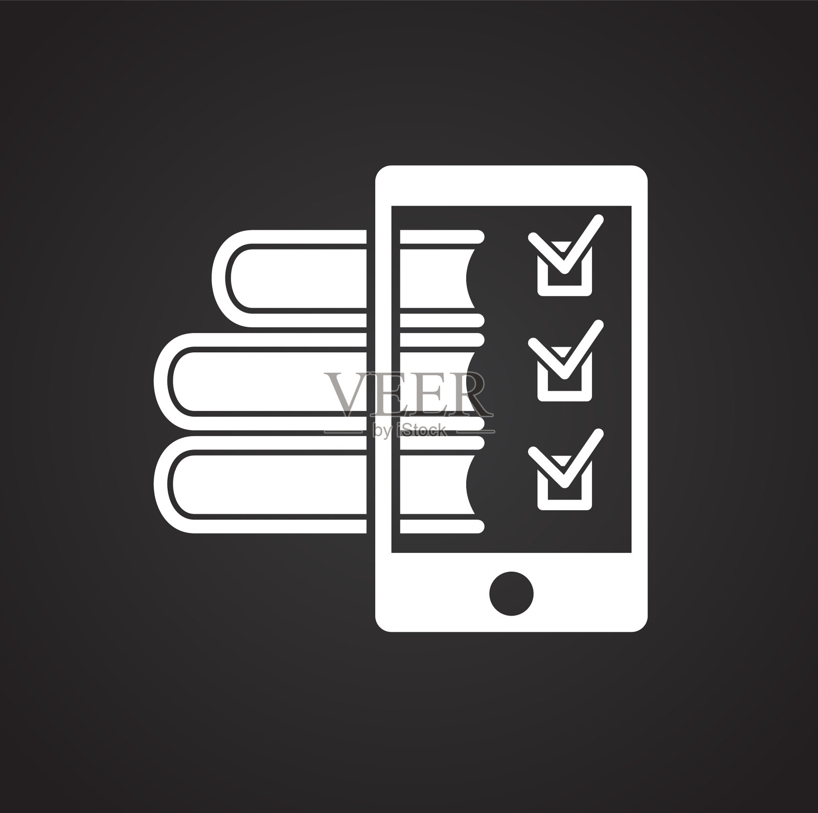 电子教育图标在黑色背景的图形插画图片素材