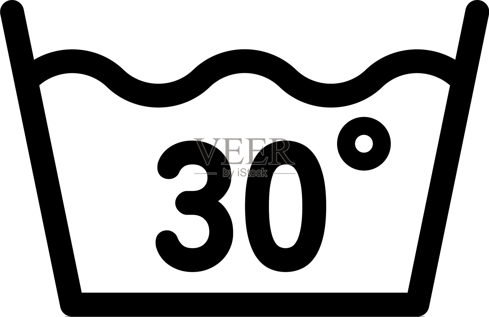 在30度或波纹状图标轮廓风格清洗设计元素图片