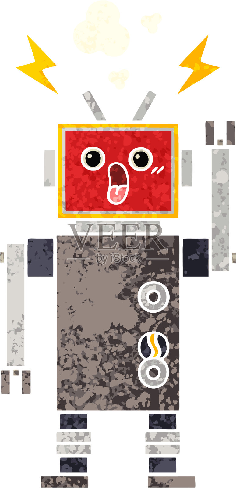 复古风格的卡通机器人故障设计元素图片