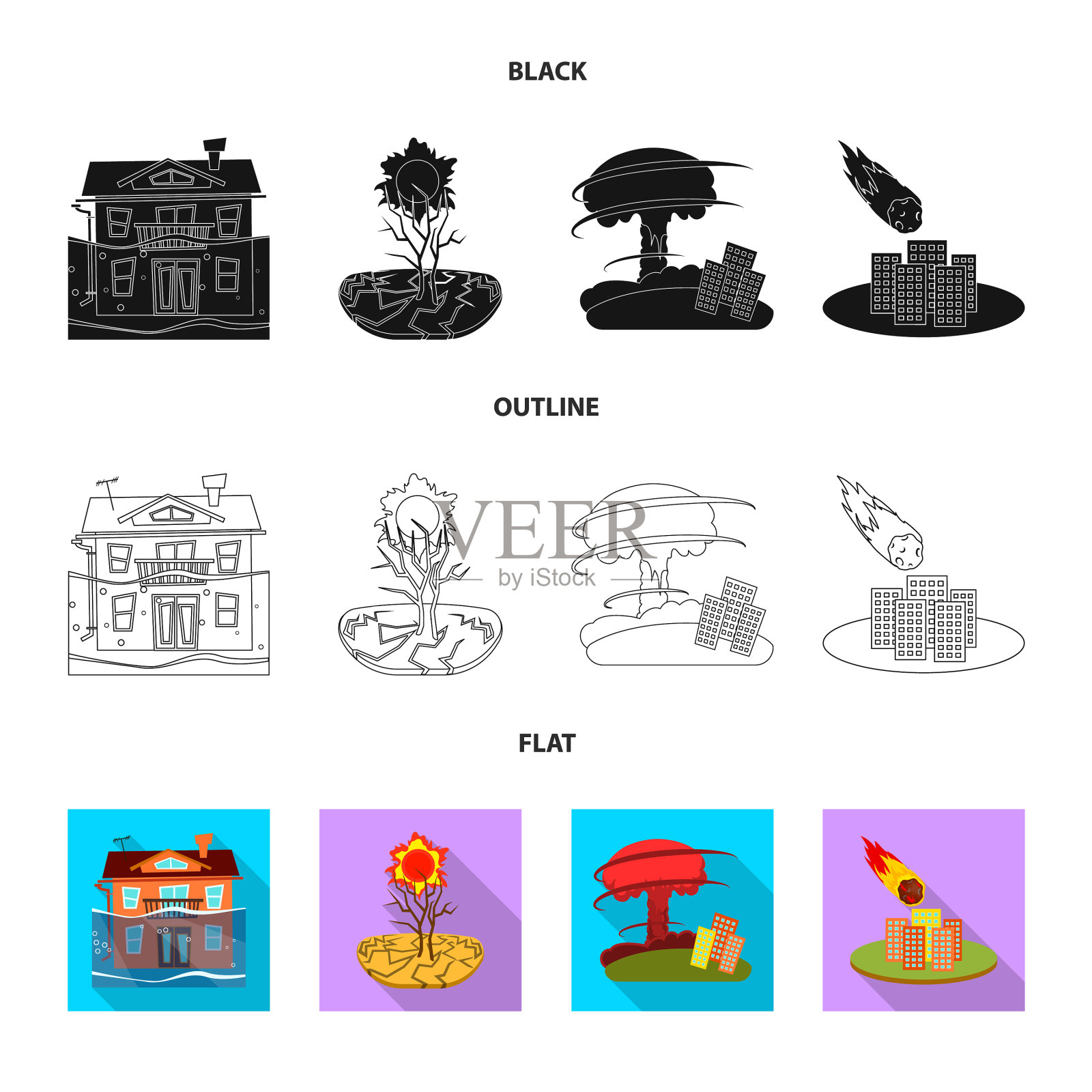天气和遇险标志插画图片素材