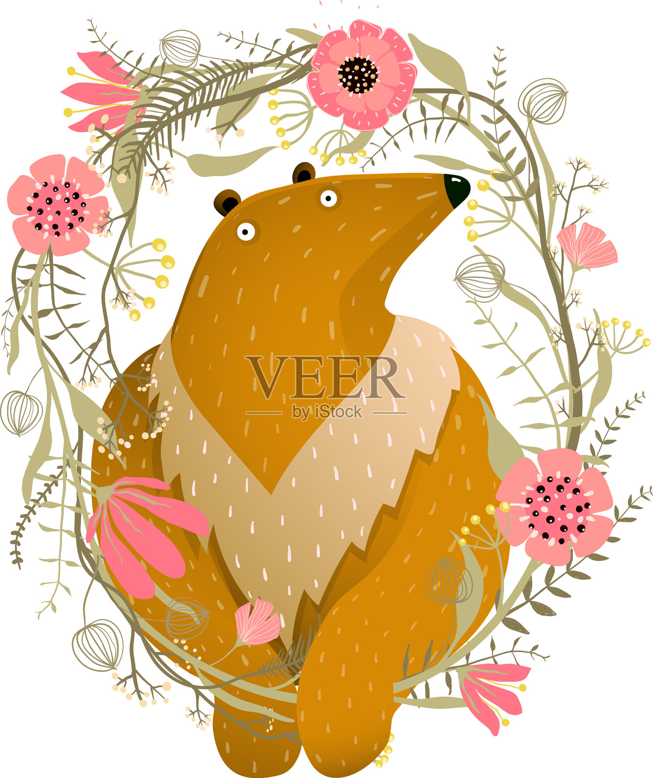 熊用花圈相框设计元素图片