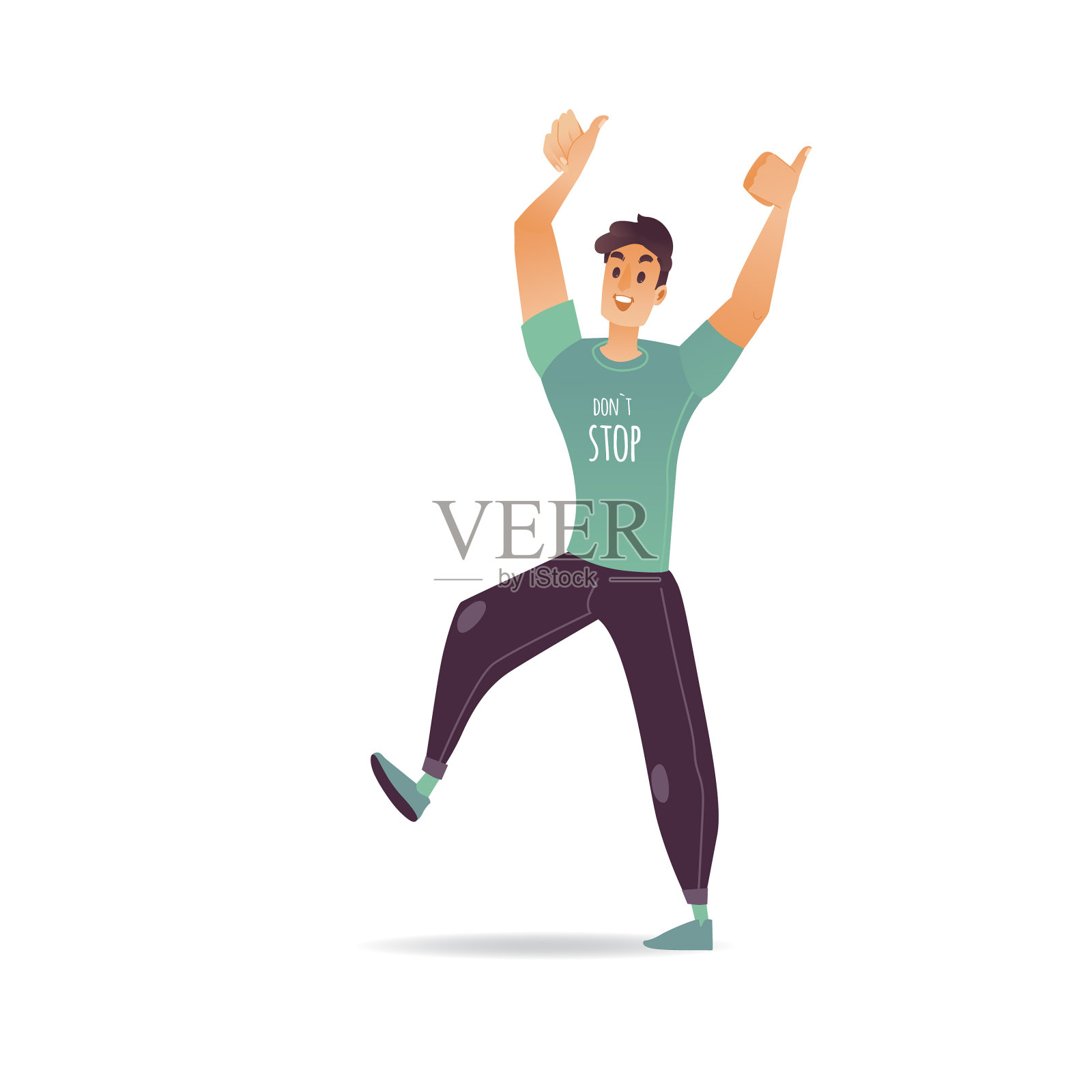 年轻人用拇指向上的手势孤立在白色设计元素图片