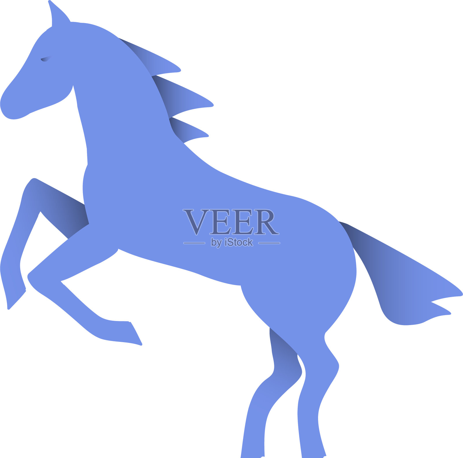 奔跑的马蓝色剪影设计元素图片