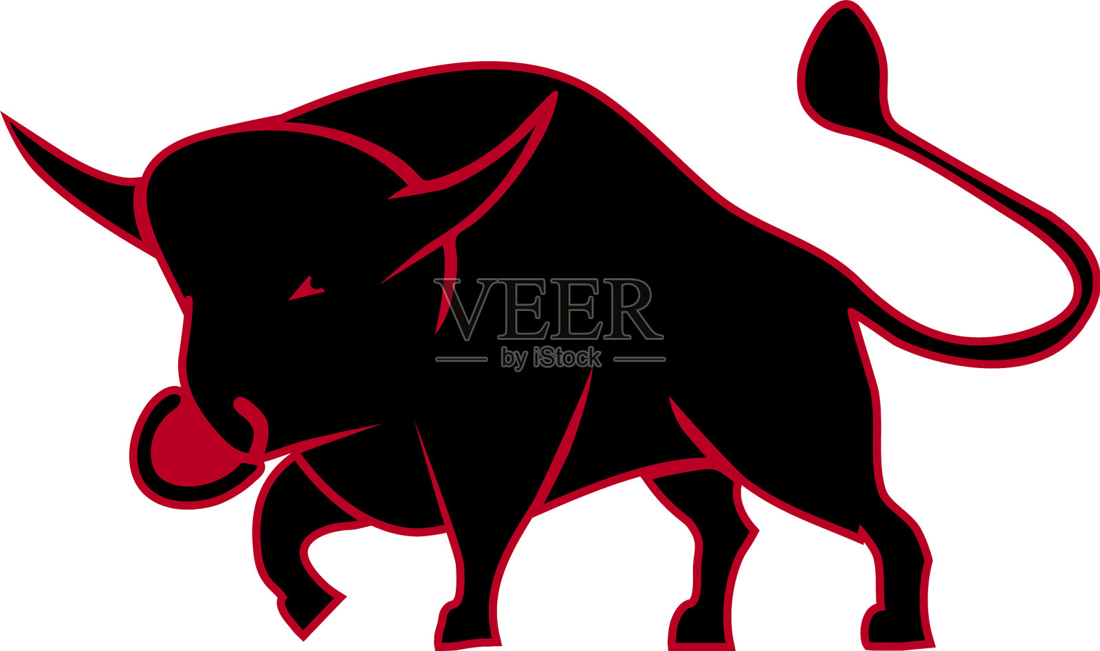 公牛黑色轮廓-站在它的腿设计元素图片