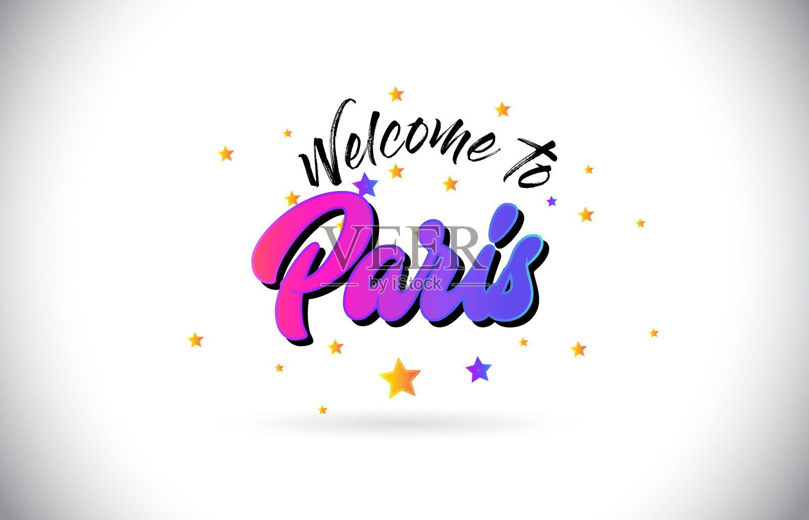 巴黎欢迎来到紫色文字插画图片素材