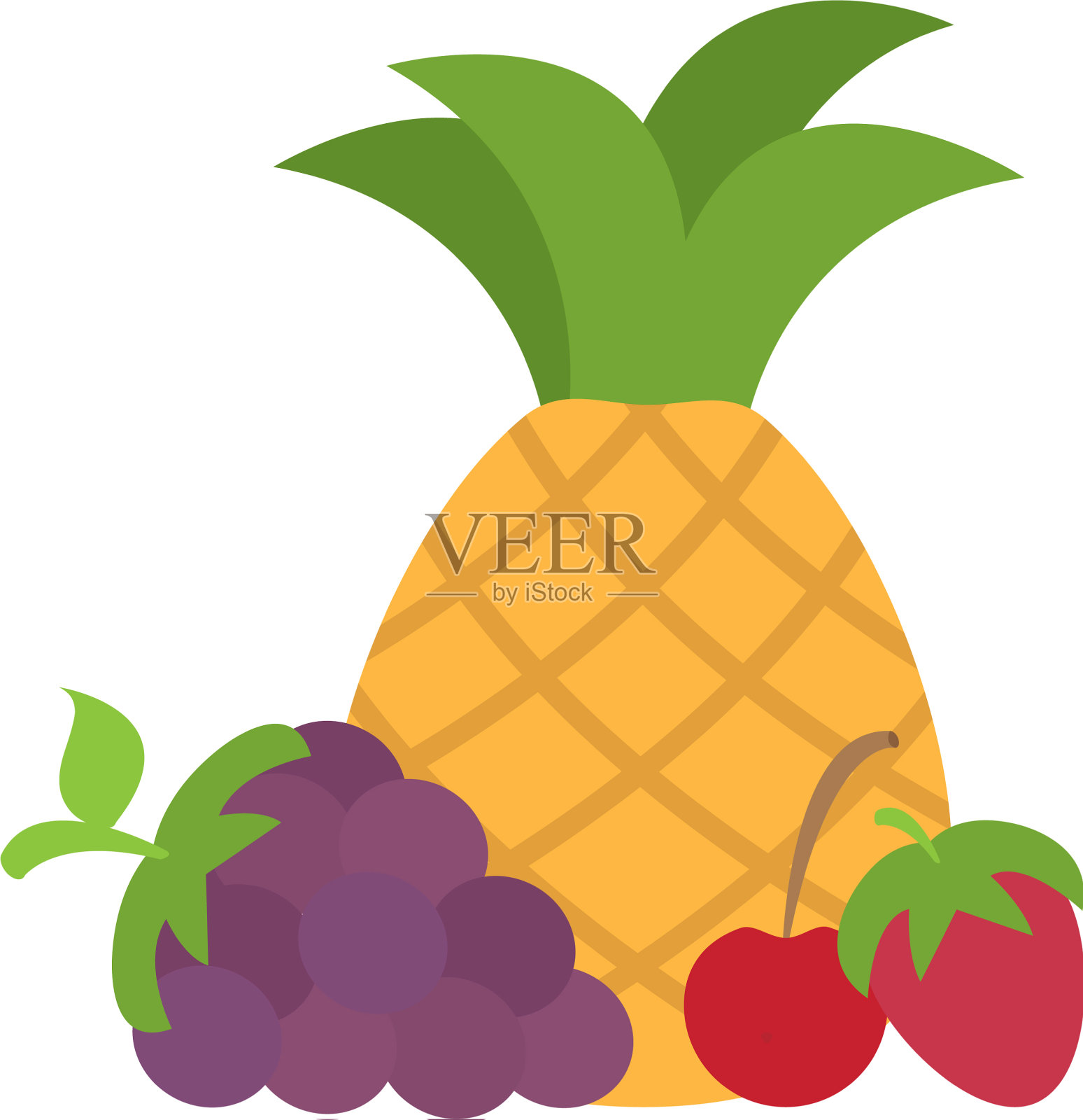 菠萝葡萄和樱桃草莓设计元素图片