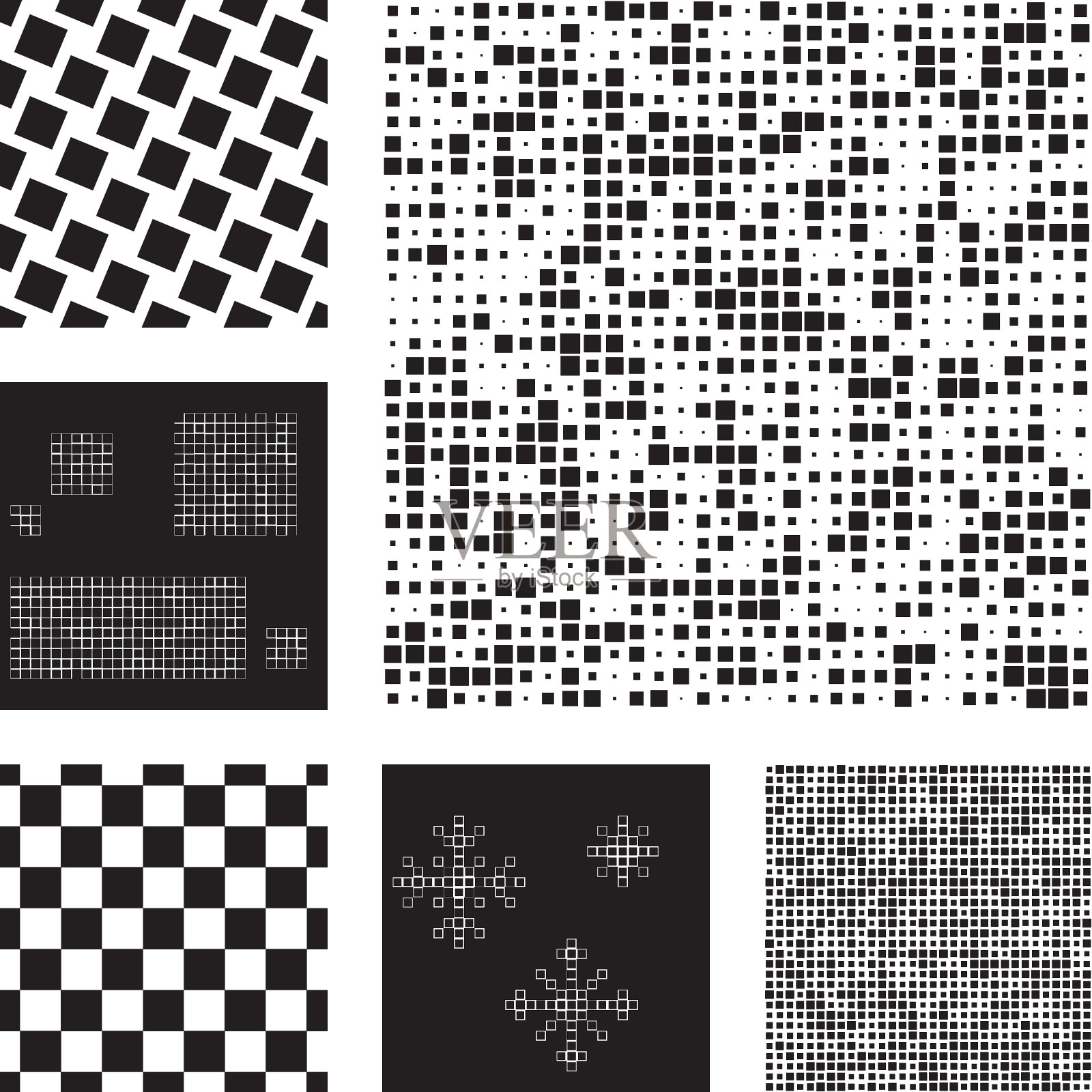 一套抽象的无缝模式与正方形插画图片素材