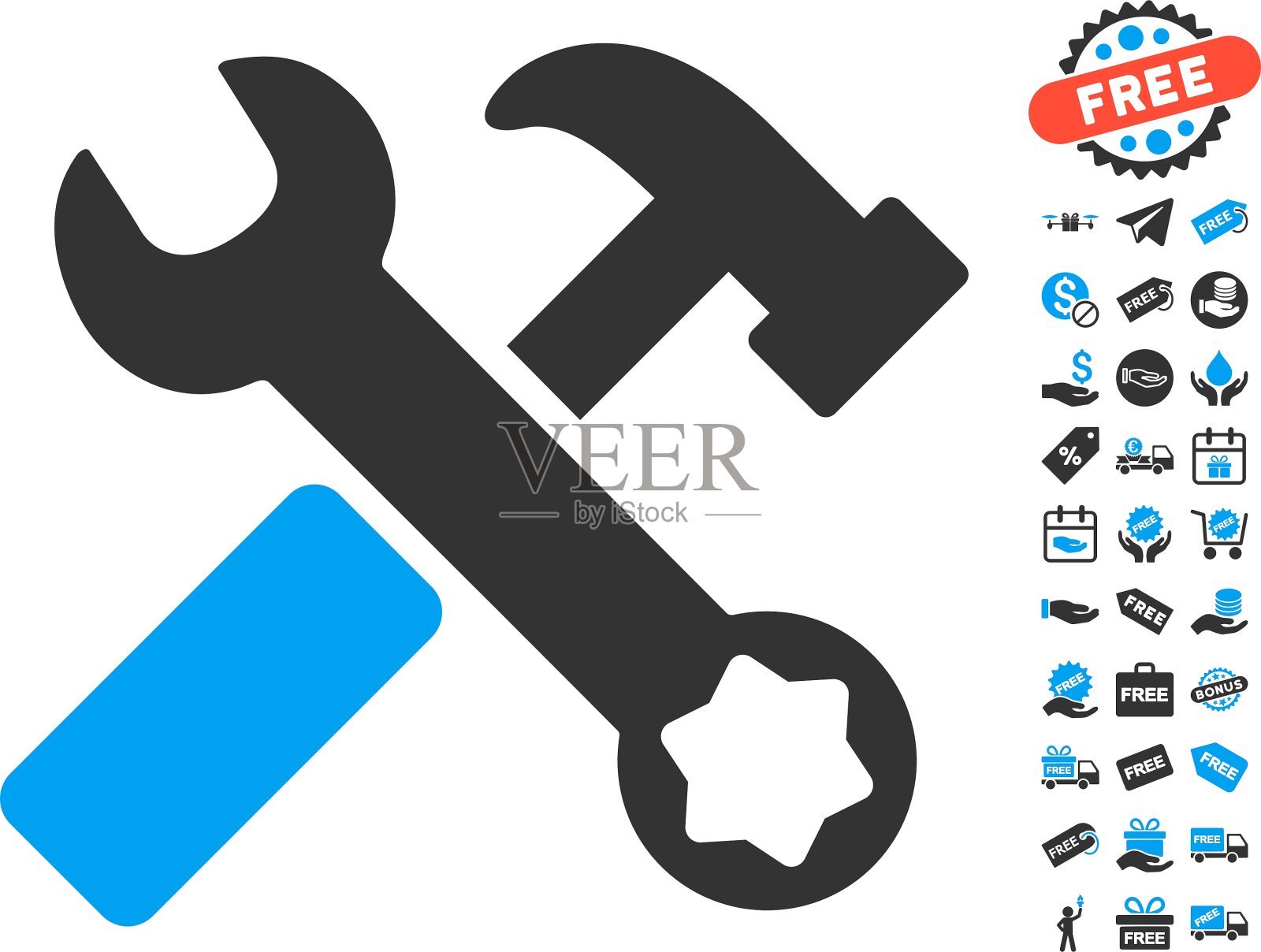 锤子和扳手图标与免费奖金图标素材