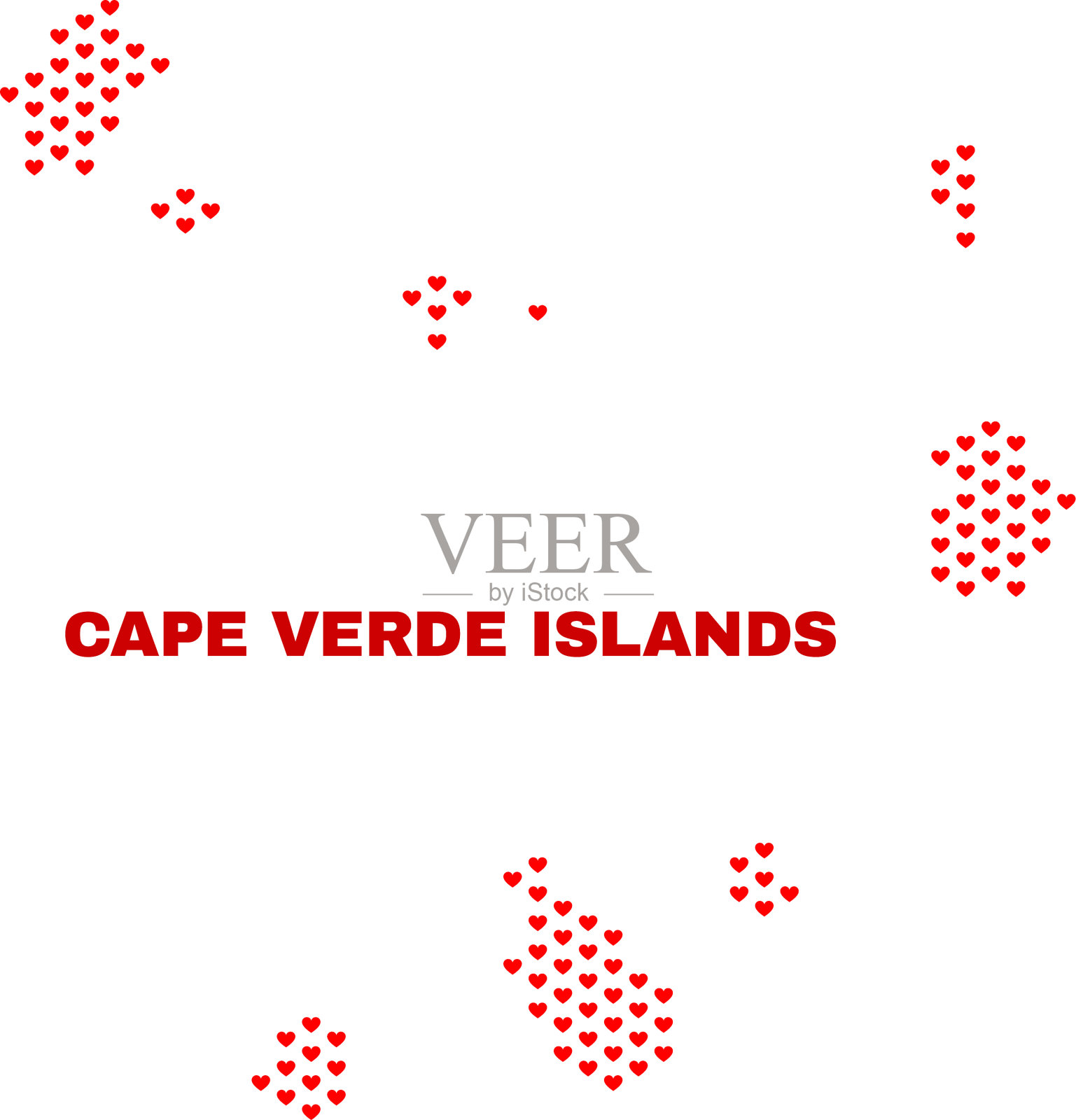 佛得角群岛地图-瓦伦丁马赛克插画图片素材