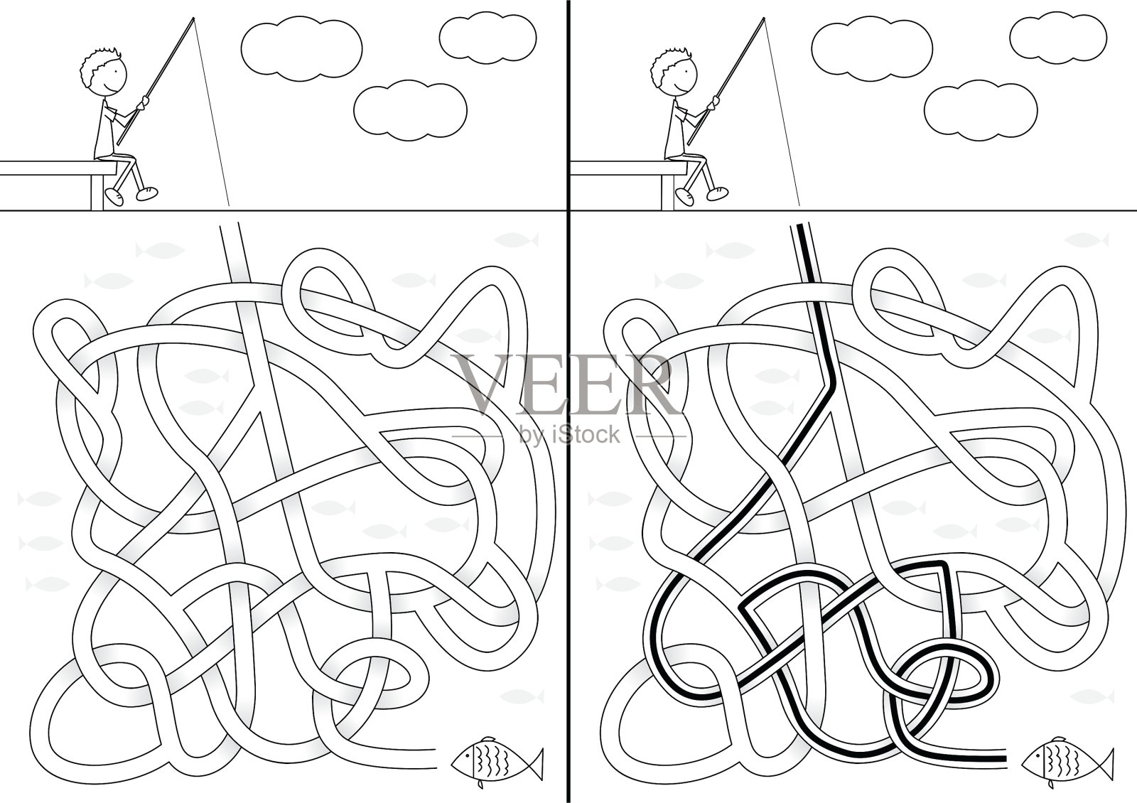 钓鱼迷宫设计元素图片