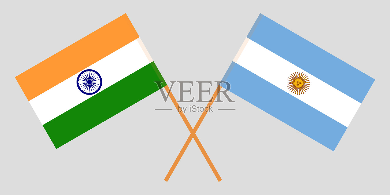 阿根廷和印度国旗插画图片素材
